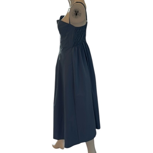 AEL Amy Enjoy Life Studio Marion Bustier Blue Button A-Line Midi Dress Size M - Picture 6 of 12